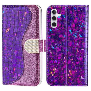 Etui Portefeuille Samsung Galaxy A13 5G - Série Croco Bling - Rose Doré