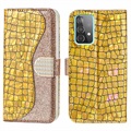 Etui Portefeuille Samsung Galaxy A52 5G, Galaxy A52s - Série Croco Bling - Doré