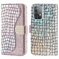 Etui Portefeuille Samsung Galaxy A52 5G, Galaxy A52s - Série Croco Bling - Rose Doré