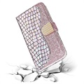 Etui Portefeuille Samsung Galaxy A52 5G, Galaxy A52s - Série Croco Bling - Rose Doré