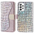 Etui Portefeuille Samsung Galaxy A53 5G - Série Croco Bling - Rose Doré