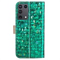 Etui Portefeuille Samsung Galaxy S21 Ultra 5G - Série Croco Bling - Vert