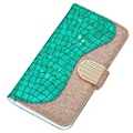 Etui Portefeuille Samsung Galaxy S21 Ultra 5G - Série Croco Bling - Vert