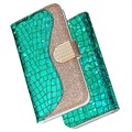 Etui Portefeuille Samsung Galaxy S21 Ultra 5G - Série Croco Bling - Vert