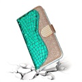 Etui Portefeuille Samsung Galaxy S21 Ultra 5G - Série Croco Bling - Vert