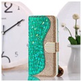 Etui Portefeuille Samsung Galaxy S21 Ultra 5G - Série Croco Bling - Vert