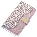 Etui Portefeuille Samsung Galaxy S21 Ultra 5G - Série Croco Bling - Rose Doré