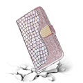 Etui Portefeuille Samsung Galaxy S21 Ultra 5G - Série Croco Bling - Rose Doré