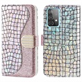 Etui Portefeuille Samsung Galaxy A33 5G - Série Croco Bling - Rose Doré