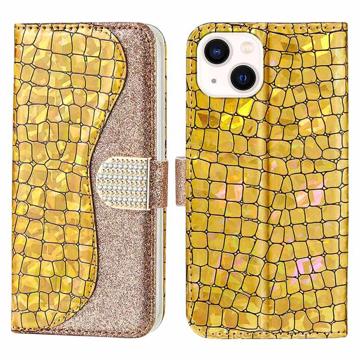 Etui Portefeuille Samsung Galaxy A13 5G - Série Croco Bling - Rose Doré