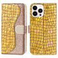 Etui Portefeuille iPhone 14 Pro Max Croco Bling - Doré