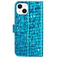 Etui Portefeuille iPhone 14 - Série Croco Bling - Bleu