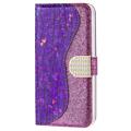 Etui Portefeuille iPhone 14 - Série Croco Bling - Violet