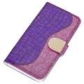 Etui Portefeuille iPhone 14 - Série Croco Bling - Violet