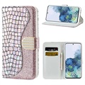 Etui Portefeuille Samsung Galaxy S21+ 5G Croco Bling - Rose Doré