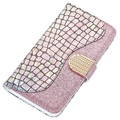 Etui Portefeuille iPhone 11 Croco Bling - Argenté