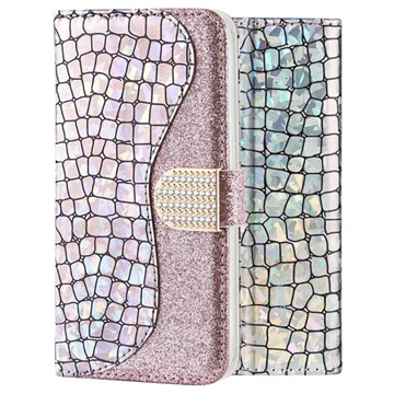 Etui Portefeuille iPhone XR Croco Bling