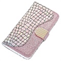 Etui Portefeuille iPhone 13 Mini Croco Bling - Rose Doré