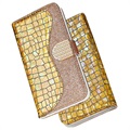 Etui Portefeuille iPhone 13 Pro Croco Bling - Doré