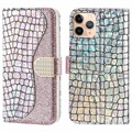 Etui Portefeuille iPhone 13 Pro Croco Bling - Rose Doré