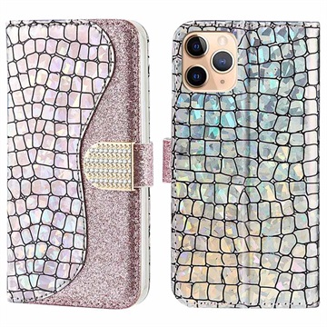 Etui Portefeuille iPhone 13 Pro Croco Bling