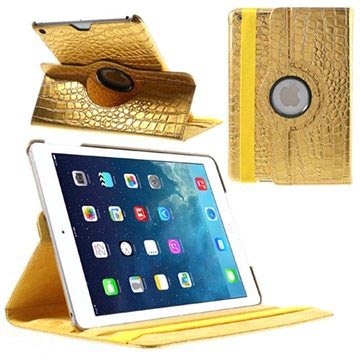 Etui Rotatif Smart pour iPad Air - Crocodile - Doré