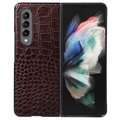 Coque Hybride Samsung Galaxy Z Fold4 5G - Série Crocodile - Marrone