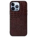 Coque Hybride iPhone 14 Pro Max - Série Crocodile - Marron