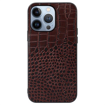 Coque Hybride iPhone 14 Pro Max - Série Crocodile - Marron