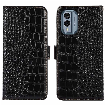 Étui Portefeuille Nokia X30 en Cuir avec RFID Crocodile