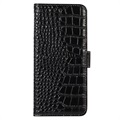 Étui Portefeuille Samsung Galaxy S21 FE 5G en Cuir avec RFID Crocodile Séries - Noir