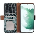 Étui Portefeuille Samsung Galaxy S21 FE 5G en Cuir avec RFID Crocodile Séries - Vert