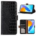 Étui Portefeuille iPhone 14 en Cuir avec RFID Crocodile Séries - Noir