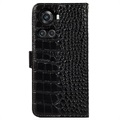 Étui Portefeuille OnePlus Ace/10R en Cuir avec RFID - Séries Crocodile - Noir