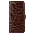Étui Portefeuille Samsung Galaxy A33 5G en Cuir avec RFID Crocodile Séries - Marron
