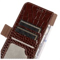 Étui Portefeuille Samsung Galaxy A33 5G en Cuir avec RFID Crocodile Séries - Marron