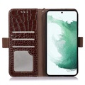 Étui Portefeuille Samsung Galaxy A33 5G en Cuir avec RFID Crocodile Séries - Marron