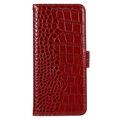 Étui Portefeuille Samsung Galaxy A53 5G en Cuir avec RFID Crocodile Séries - Rouge
