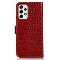 Étui Portefeuille Samsung Galaxy A53 5G en Cuir avec RFID Crocodile Séries - Rouge