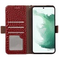 Étui Portefeuille Samsung Galaxy A53 5G en Cuir avec RFID Crocodile Séries - Rouge