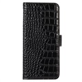 Étui Portefeuille Samsung Galaxy M33 en Cuir avec RFID Crocodile Séries - Noir