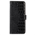Étui Portefeuille Samsung Galaxy M33 en Cuir avec RFID Crocodile Séries - Noir