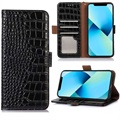 Étui Portefeuille Samsung Galaxy Xcover6 Pro en Cuir avec RFID Crocodile Séries - Noir