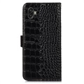Étui Portefeuille Samsung Galaxy Xcover6 Pro en Cuir avec RFID Crocodile Séries - Noir