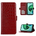 Étui Portefeuille Motorola Moto E32 en Cuir avec RFID Crocodile Séries - Noir