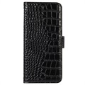 Étui Portefeuille iPhone 14 en Cuir avec RFID Crocodile Séries - Noir