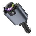 Chargeur de voiture D1 5-en-1 45W avec projecteur de lumière étoilée, diffuseur d'aromathérapie et câbles USB-C / Lightning rétractables.