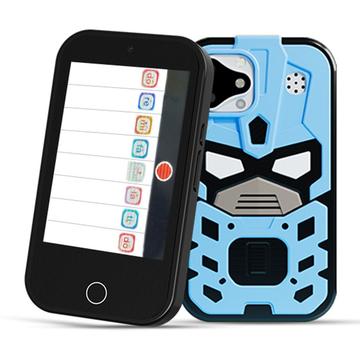 Téléphone jouet D17 pour enfants avec double caméra, jeux et carte mémoire 32 Go - King Kong / Bleu