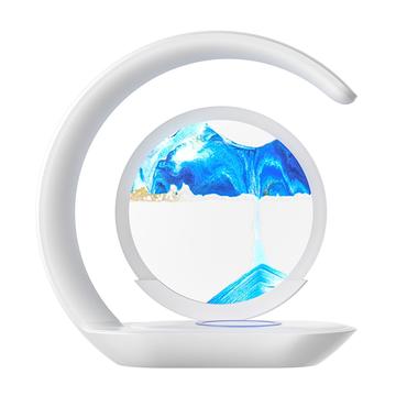 D25 Veilleuse à peinture de sable en 3D avec chargeur sans fil - Blanc / Bleu
