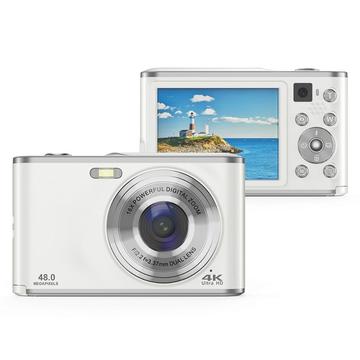 DC306L-AF Caméra numérique à double objectif avant et arrière, mise au point automatique, zoom 16X, caméra de vlogging pour adolescents - Blanc